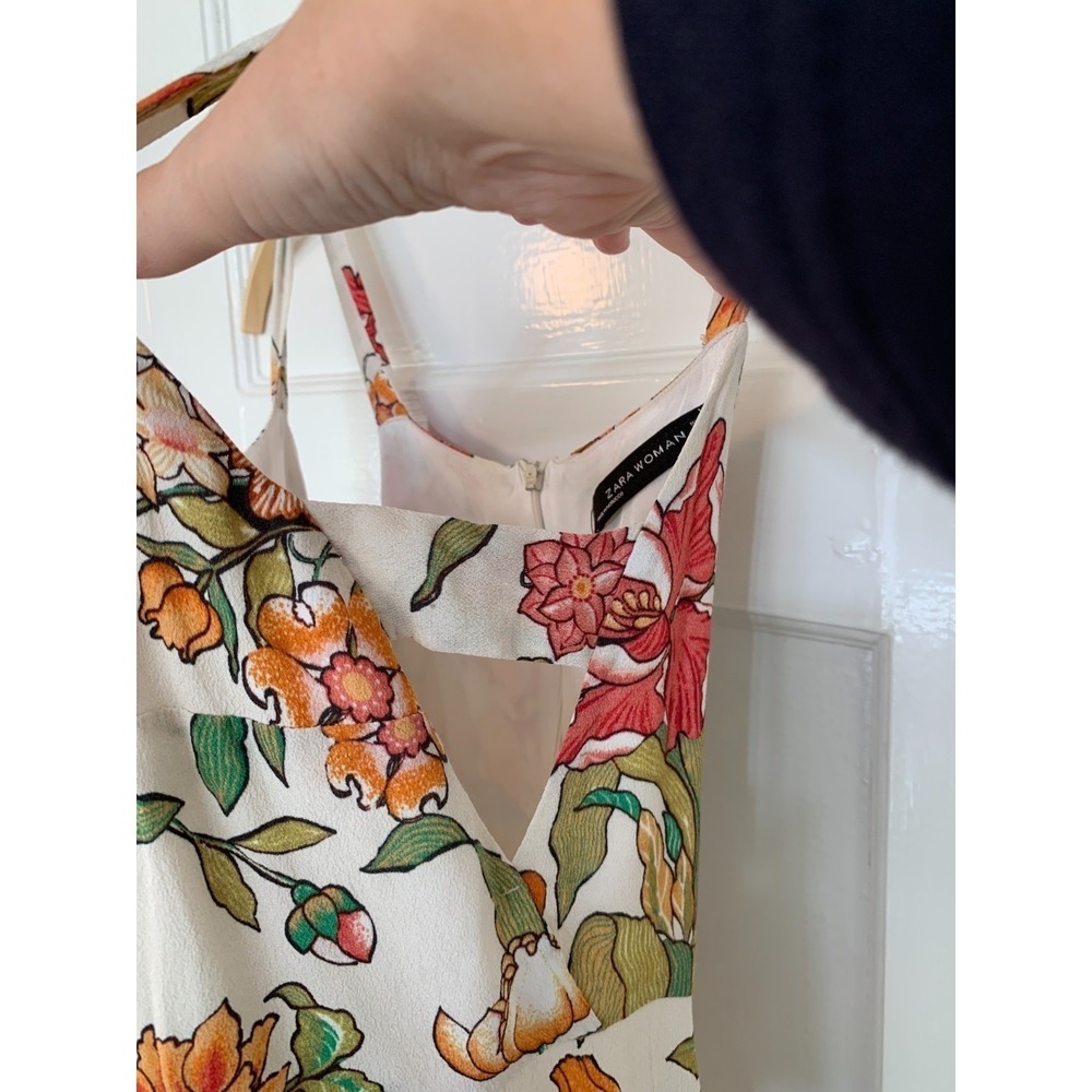 Zara Woman Floral Jumpsuit Wide Leg Romantic Strappy Romper / Size M - Picture 4 of 14